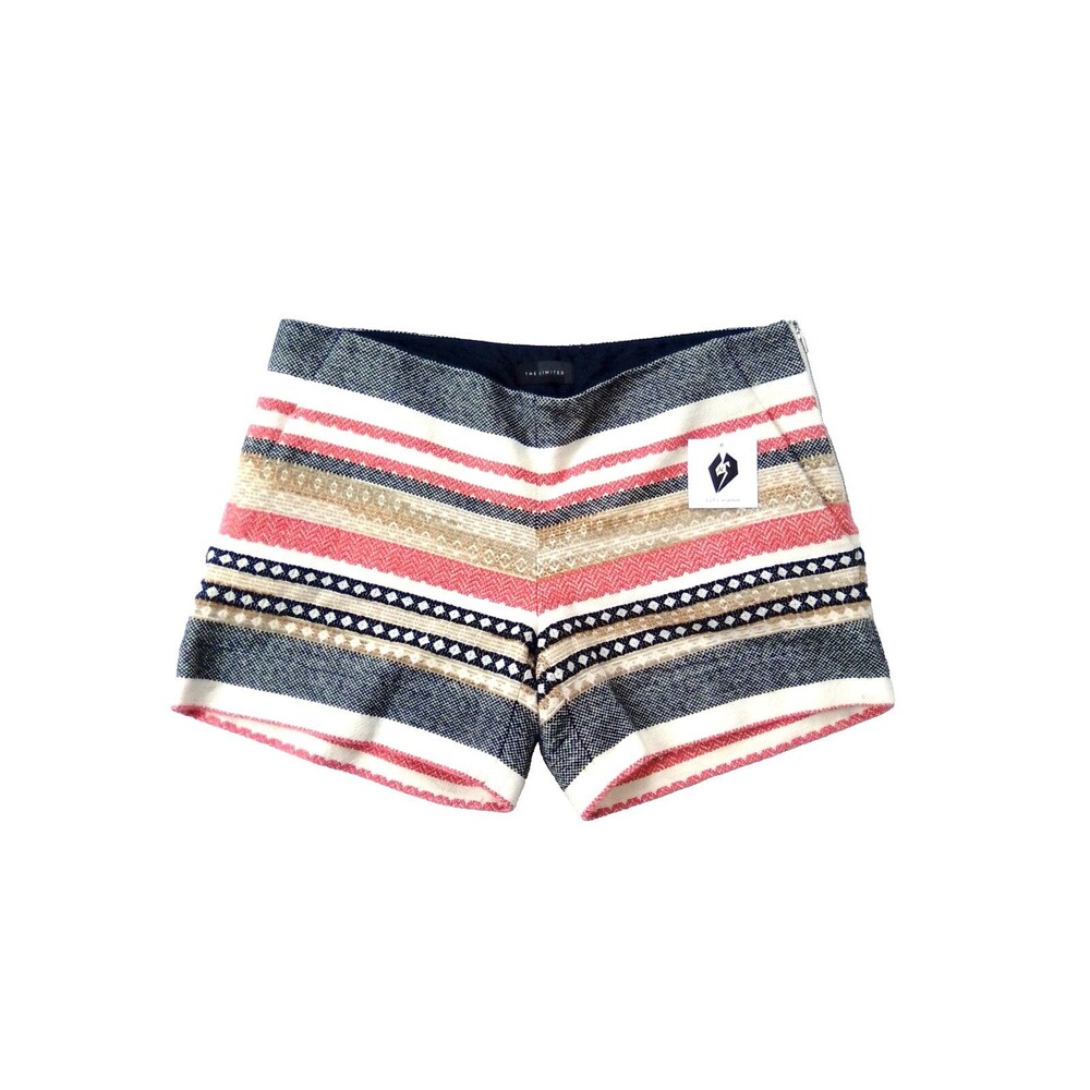 The Limited Striped Shorts - Navy, Coral, Cream & Tan